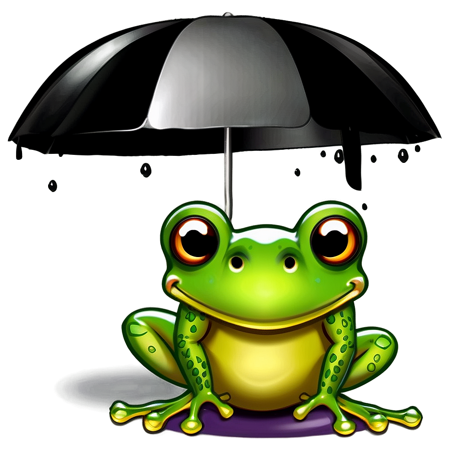 Frog Under Umbrella Png Xpq