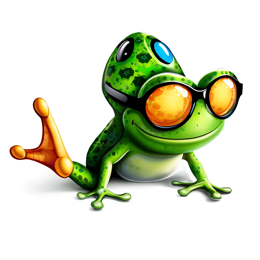 Frog With Glasses Cartoon Png 06272024