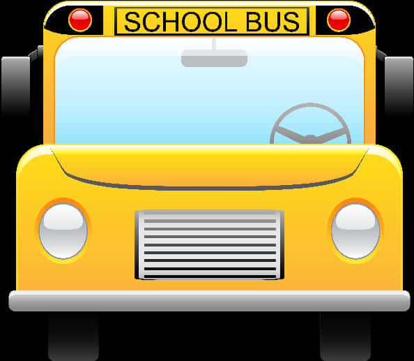 Front View Yellow School Bus Cartoon