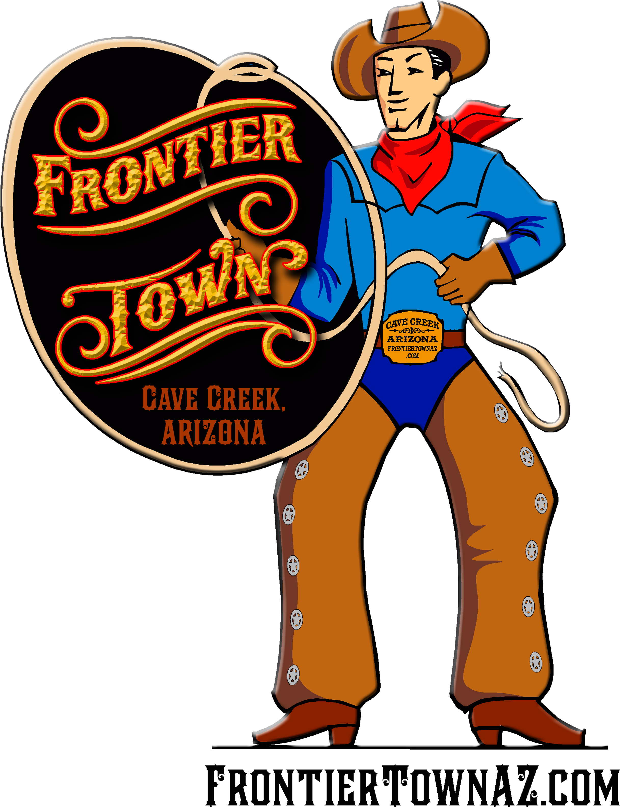 Frontier Town Cowboy Illustration PNG with transparent background
