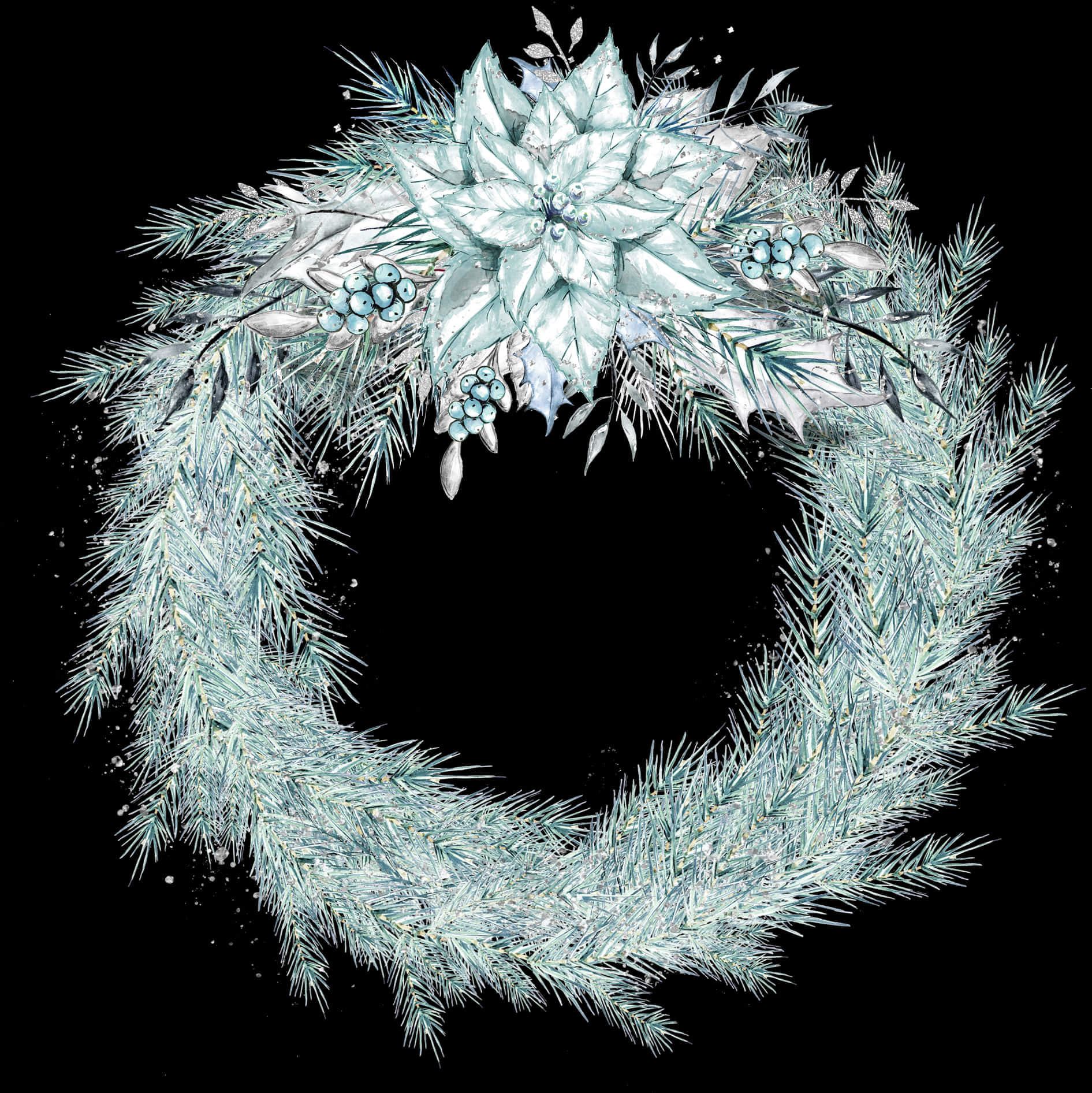 Winter Christmas Wreath Clipart 