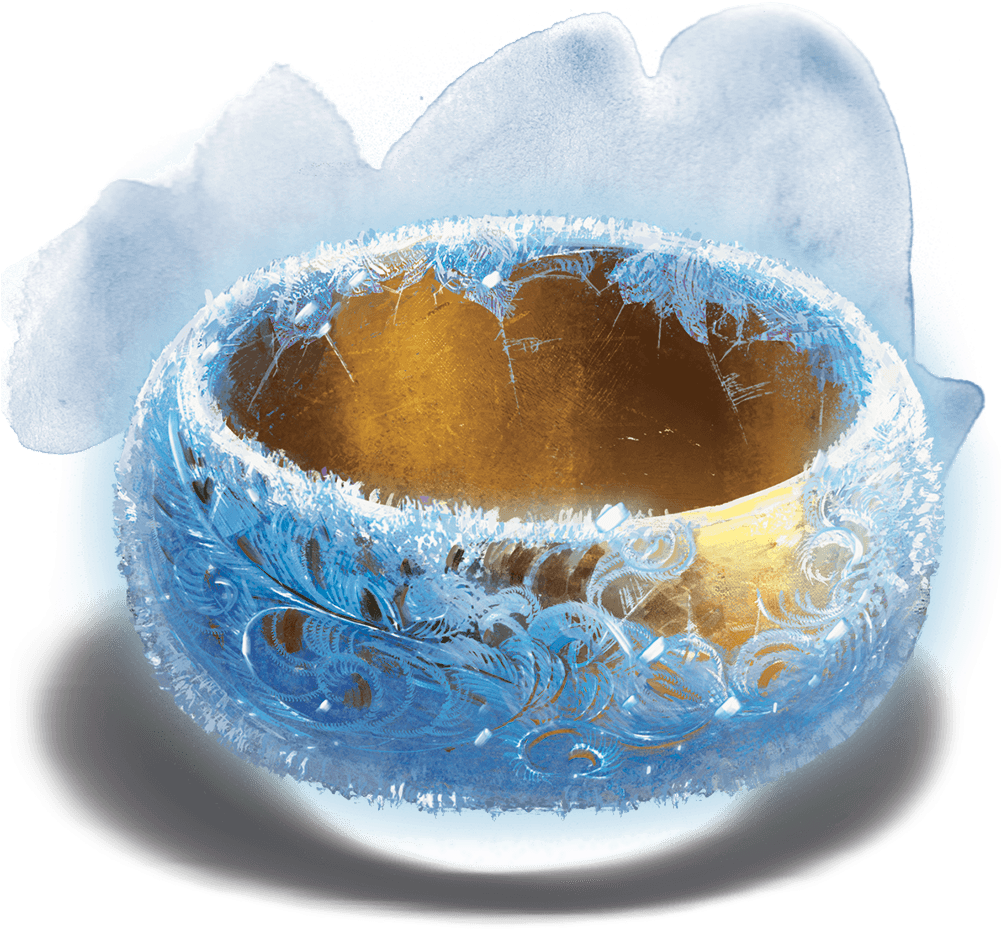 Frosty Golden Bowl Winter Design