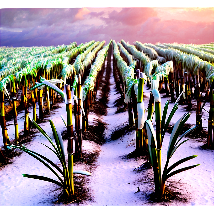 Frosty Sugarcane Field Morning Png 06262024