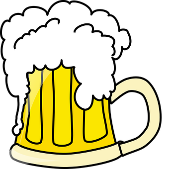 Frothy Beer Mug Cartoon 346x340 PNG image with a transparent background, free high-resolution download