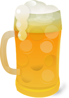 Frothy Beer Mug Illustration PNG with transparent background