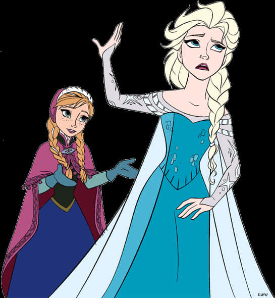 Frozen Elsaand Anna Illustration PNG with transparent background