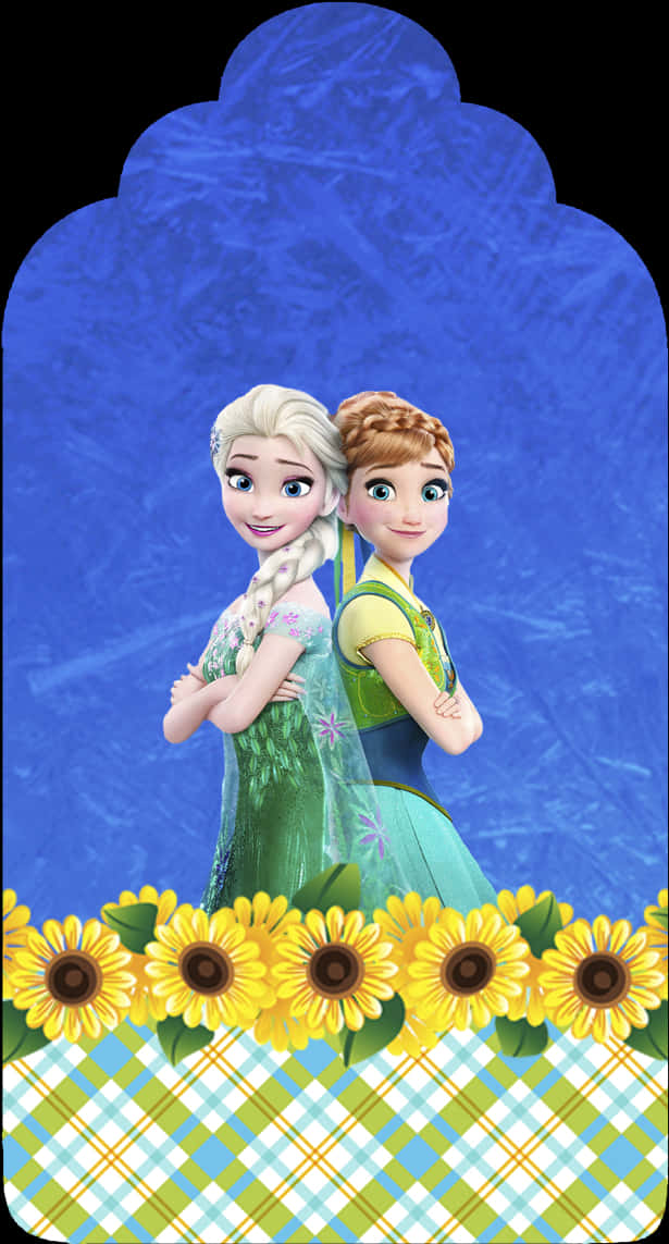 Frozen Sisters Elsa Anna Floral Backdrop