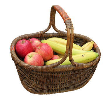 Fruit Basket Fullof Applesand Bananas PNG with transparent background