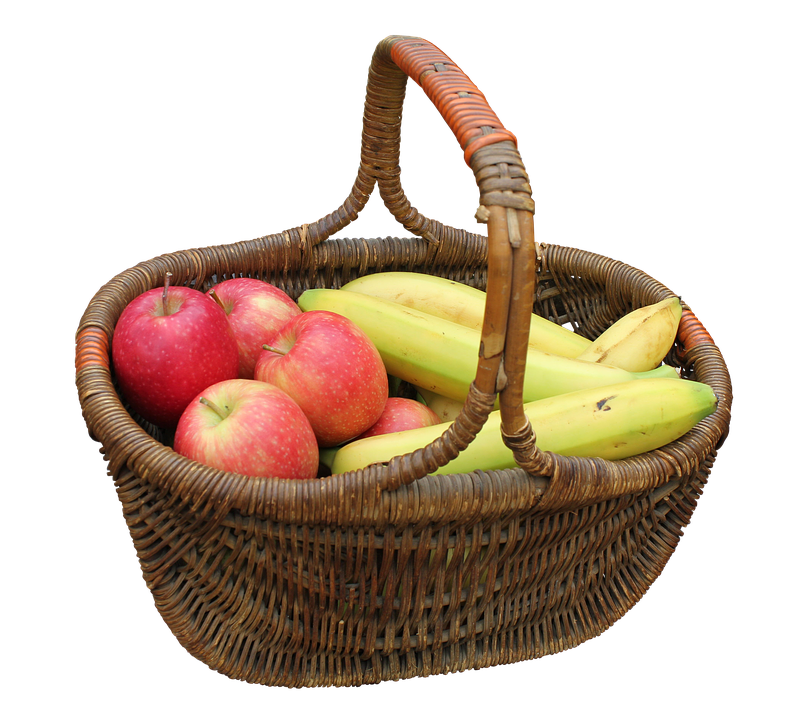 Fruit Basket Fullof Applesand Bananas.png PNG with transparent background