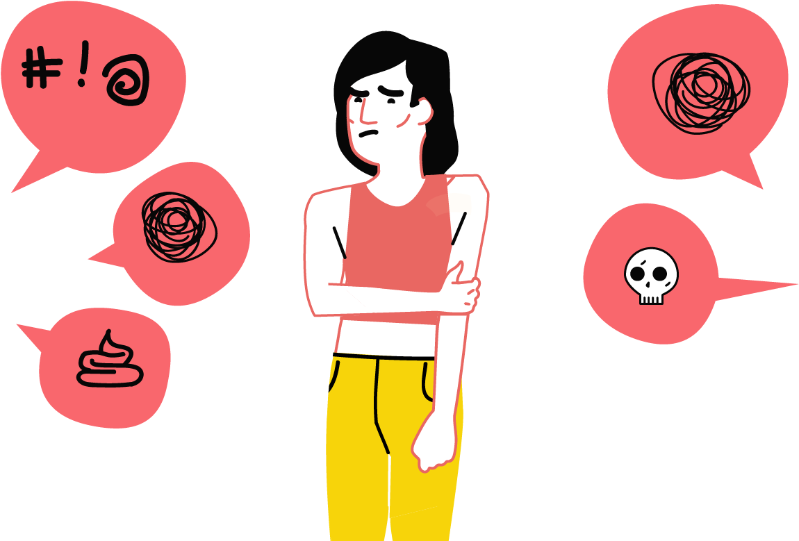 Frustrated Person Surroundedby Negative Thoughts PNG with transparent background