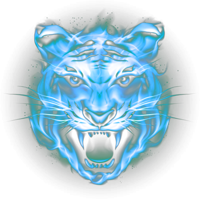 Ftestickers Fantasyart Tiger Fire Flames Bluefire - Tiger Face Png Hd PNG with transparent background
