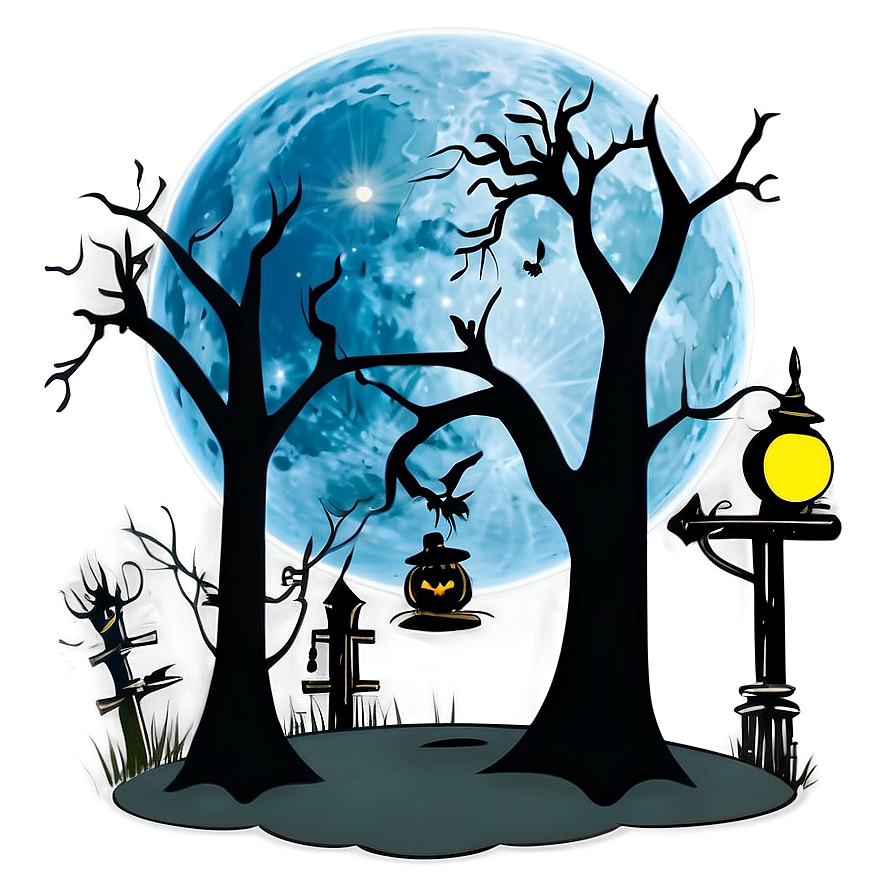 Full Moon Halloween Cartoon Png Xkt