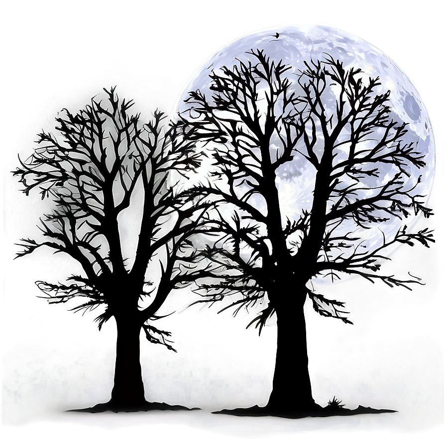 Full Moon Silhouette Trees Png 05242024