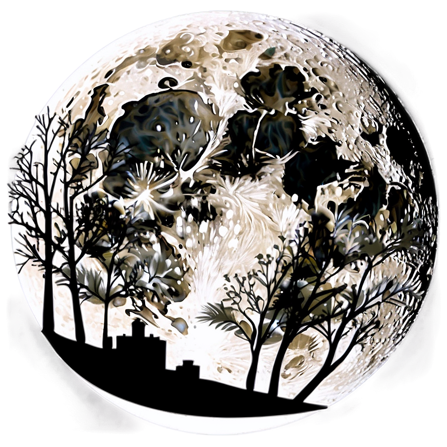 Full Moon Urban Silhouette Png 24