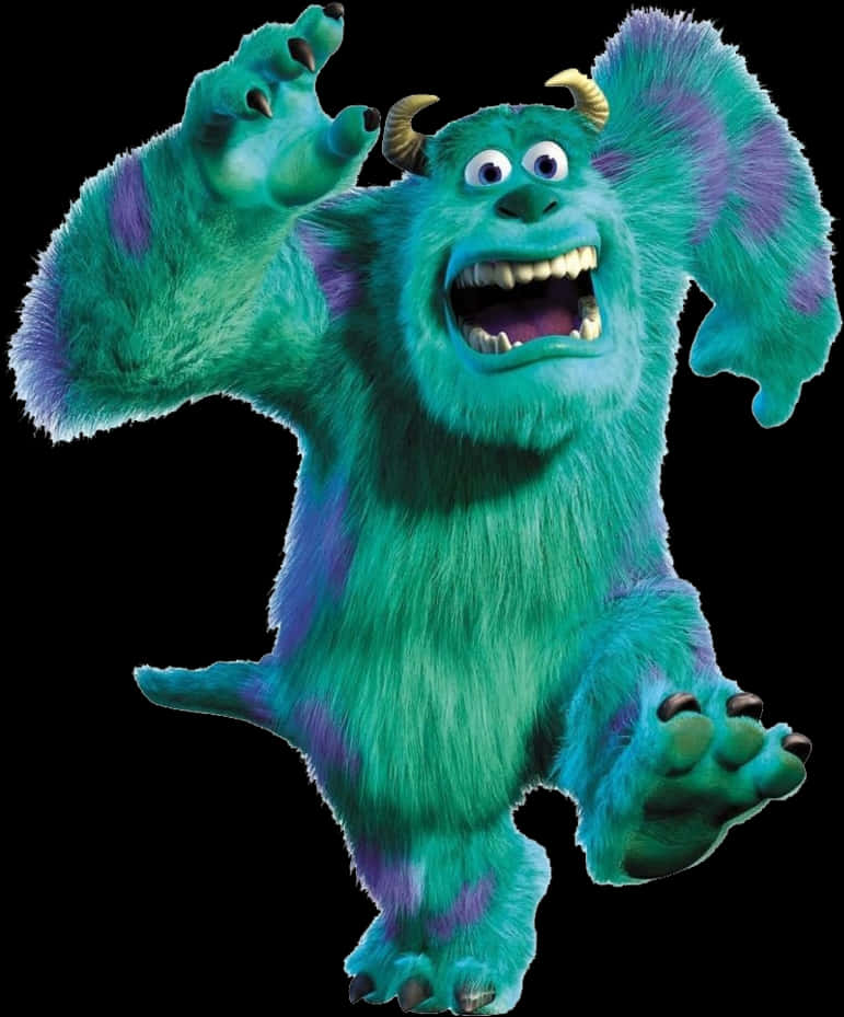 Furry Blue Monster Roaring PNG with transparent background