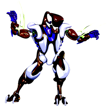 Futuristic Armored Robot PNG with transparent background