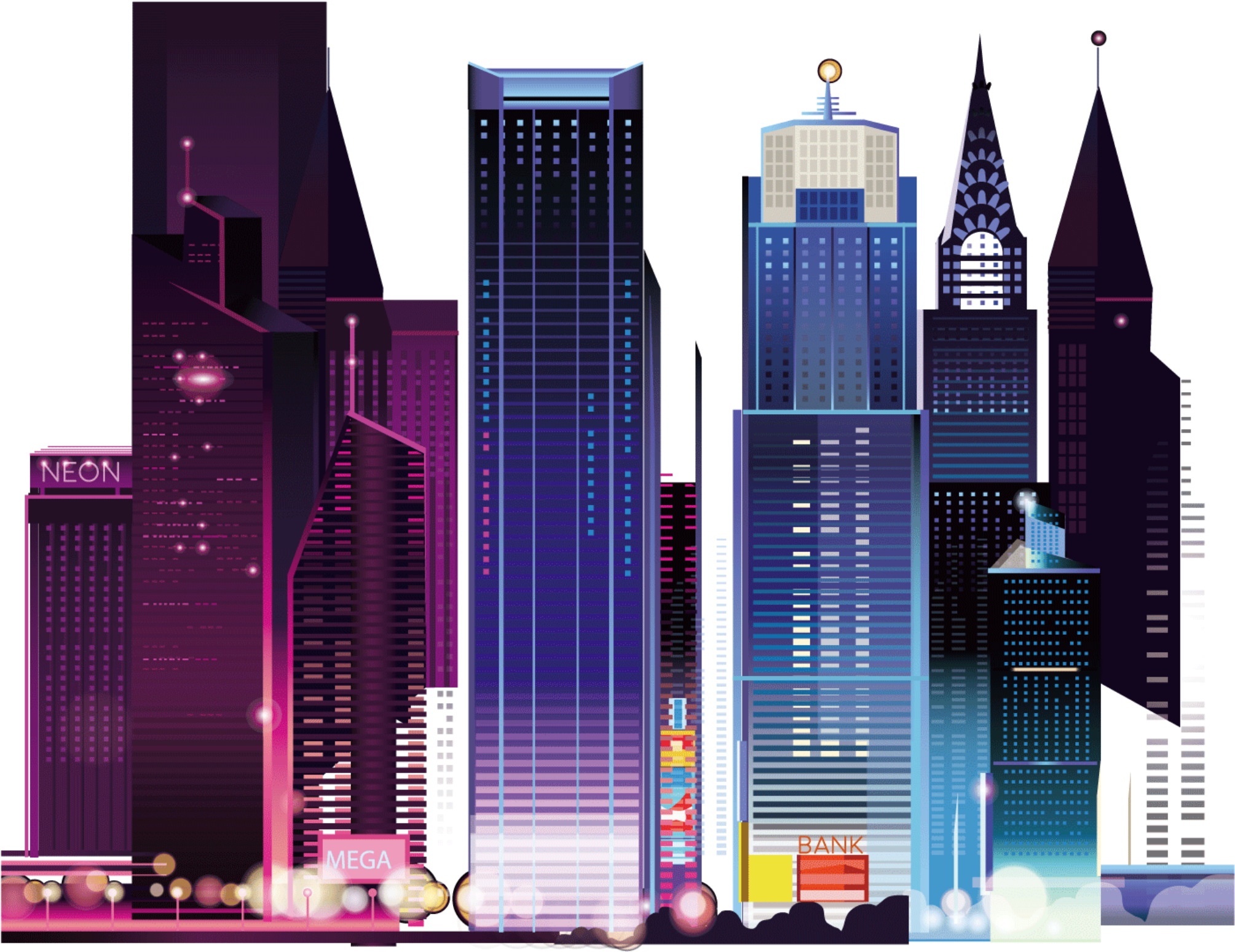 Futuristic Cityscape Illustration PNG image with a transparent background, free high-resolution download