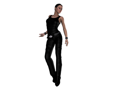 Futuristic Female Characterin Black Outfit