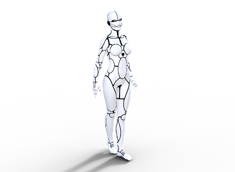 Futuristic Female Robot Illustration PNG with transparent background