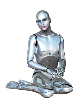 Futuristic Female Robot Sitting