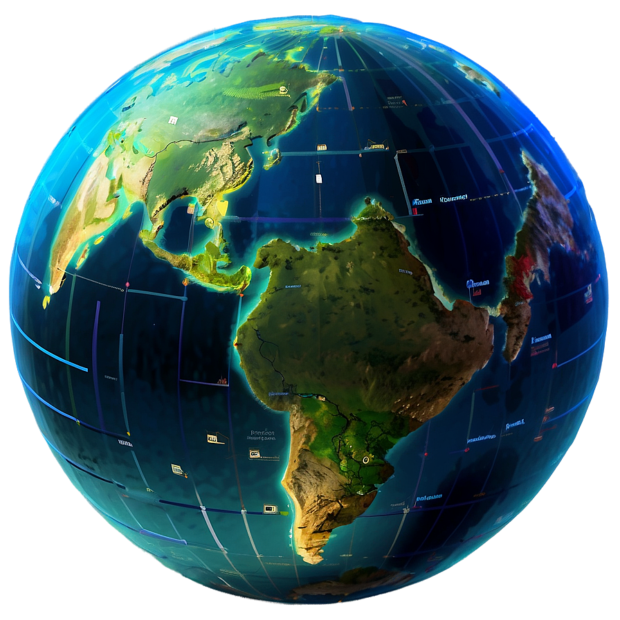 Futuristic Globe Visualization Png Xum76