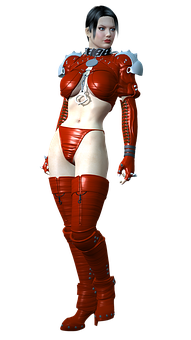 Futuristic Red Armor Woman