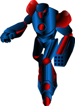 Futuristic Redand Blue Robot