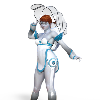 Futuristic Redhead Character Art PNG with transparent background