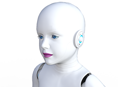 Futuristic Robot Portrait PNG with transparent background