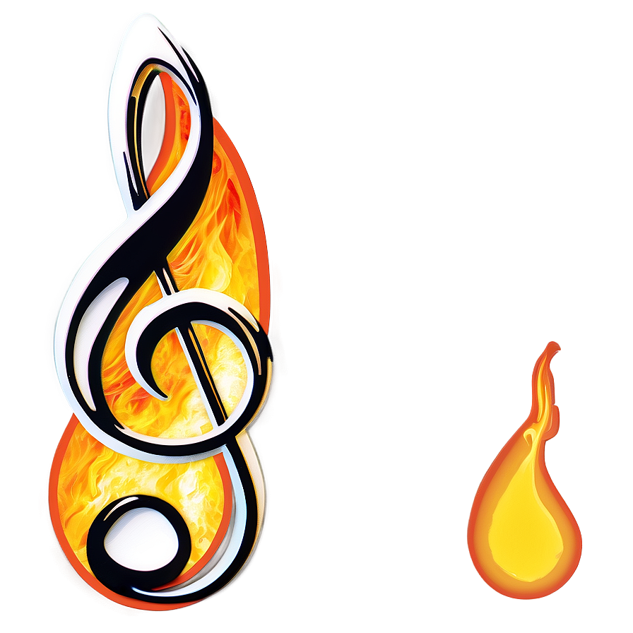 G Clef In Fire Design Png 91