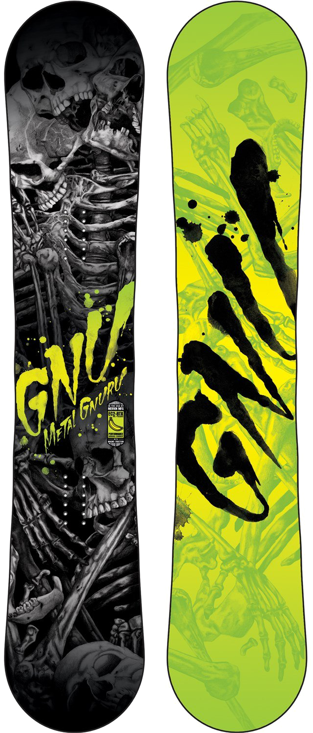 G N U Metal Guru Snowboard Design PNG with transparent background