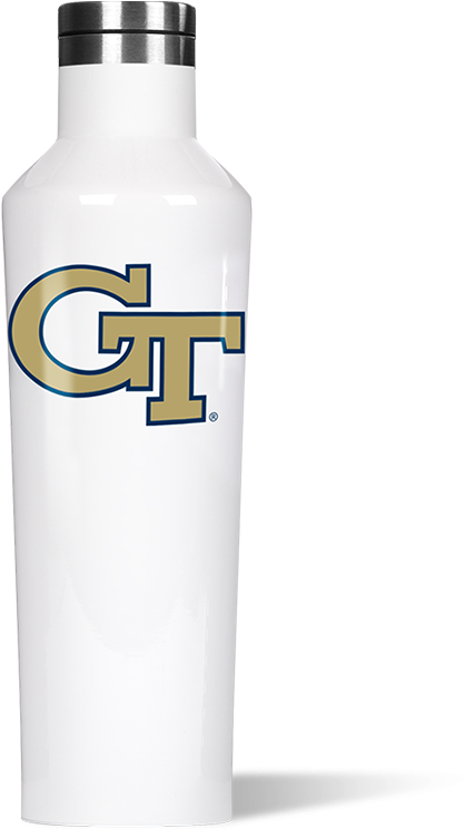 G T Logo White Water Bottle