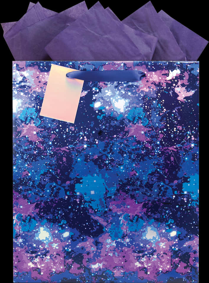 Galaxy Themed Gift Bag PNG with transparent background