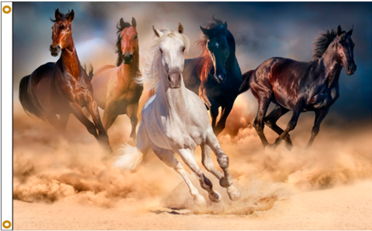 Running Horses Flag - Running Horses PNG with transparent background