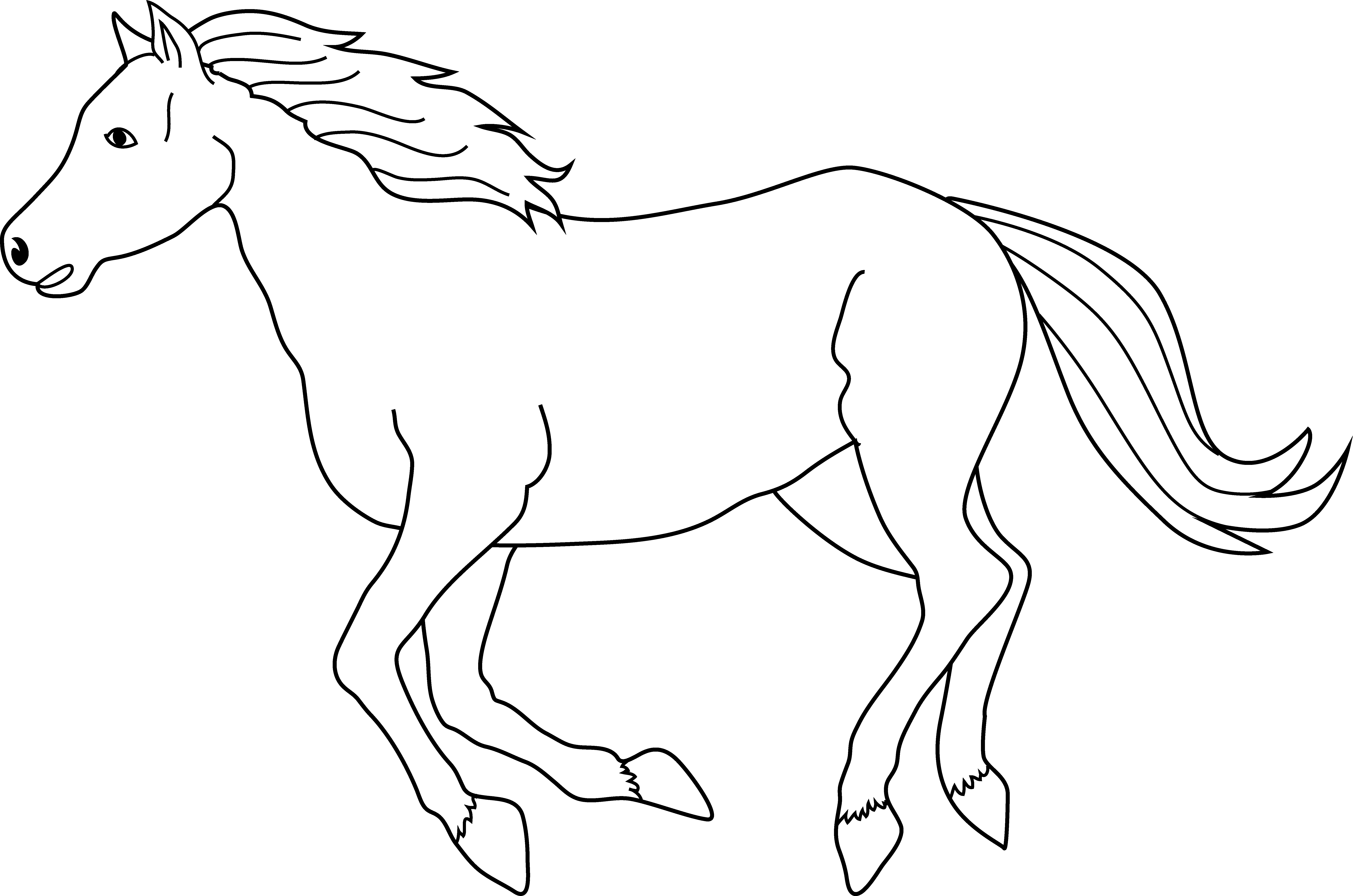 Galloping White Horse Line Art