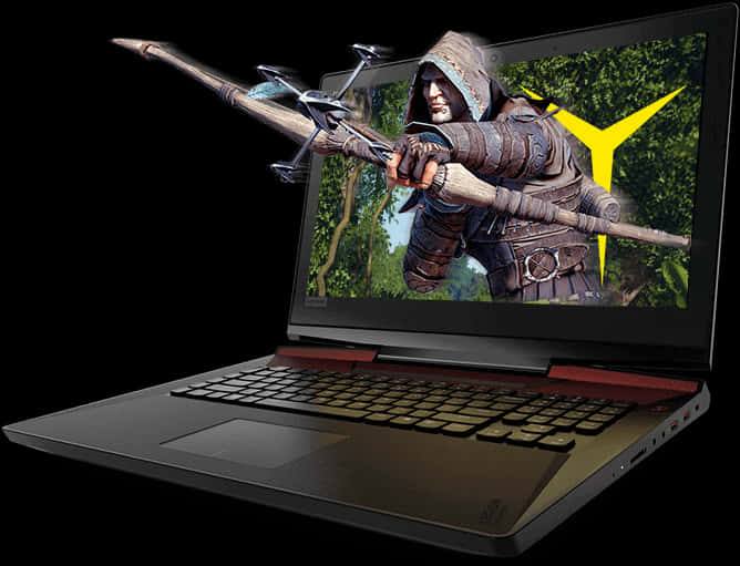 Gaming Laptop Displaying Action Game