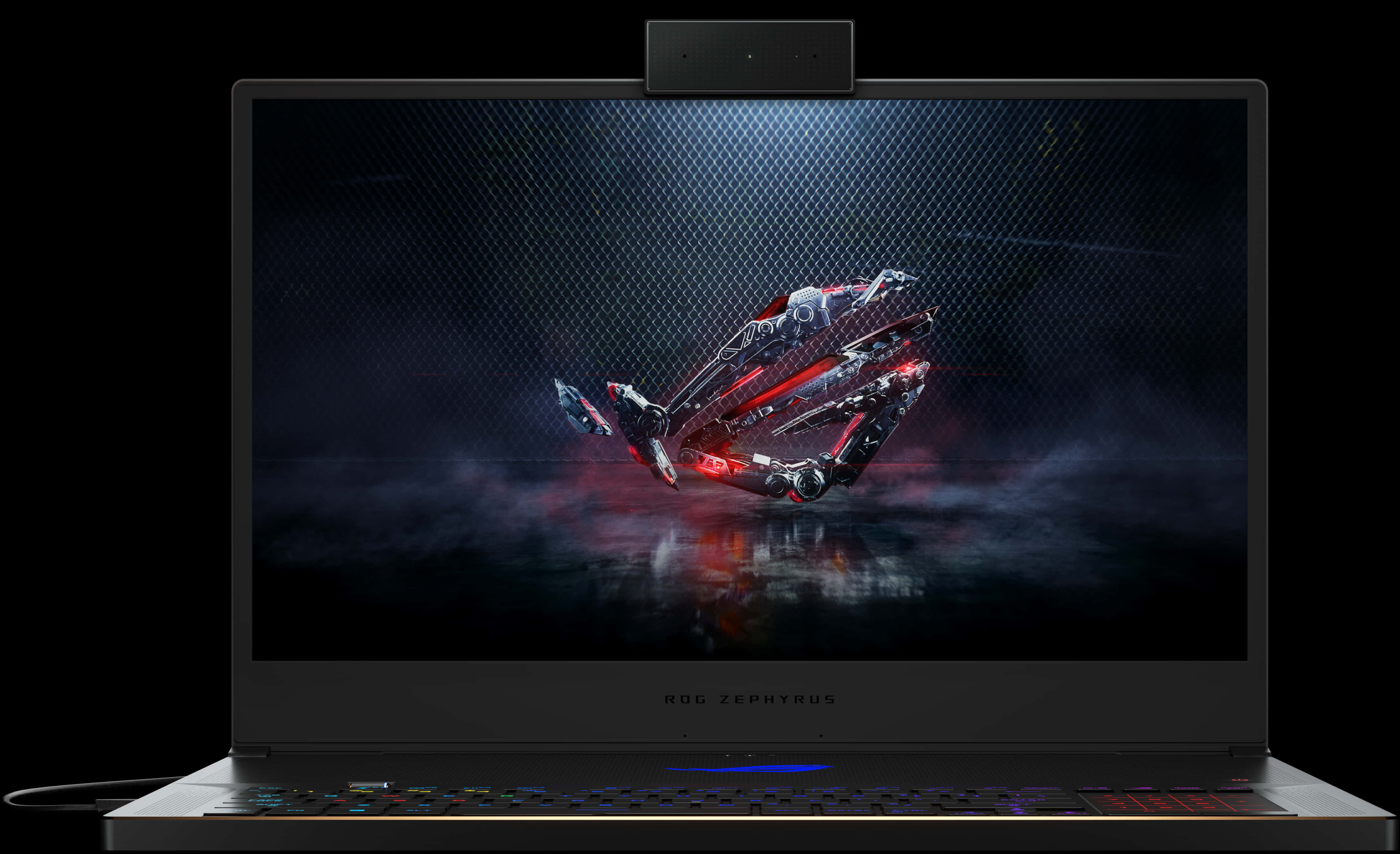 Gaming Laptopwith Futuristic Spaceship Wallpaper