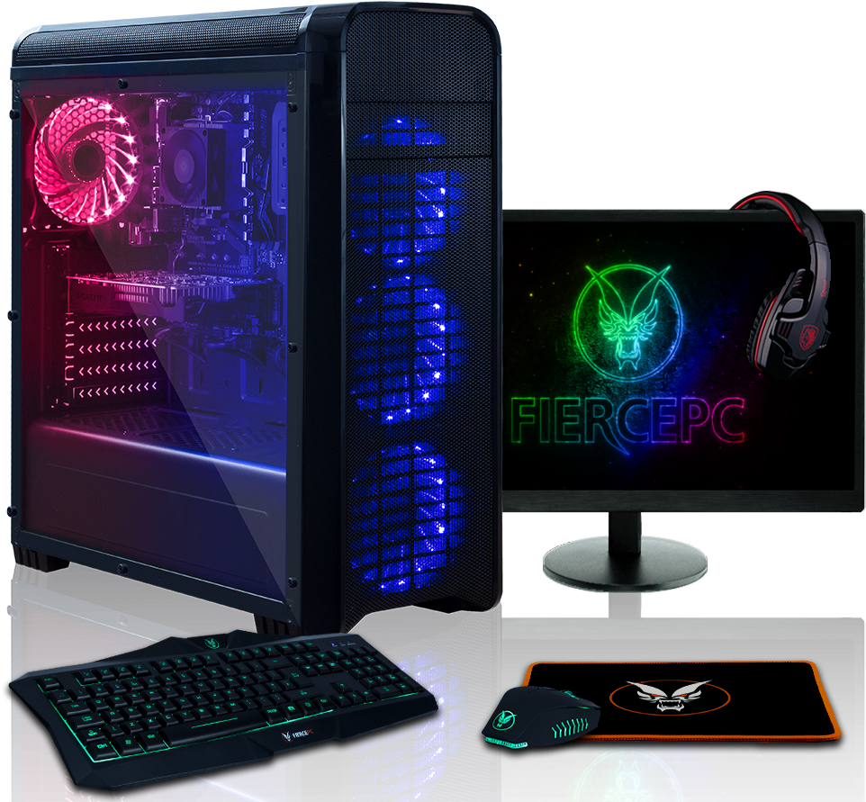 Gaming P C Setupwith R G B Lighting PNG with transparent background