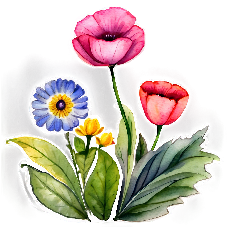 Garden Flower Watercolor Png Mtg99