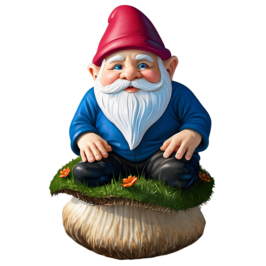 Garden Gnome On Mushroom Png Tuv97