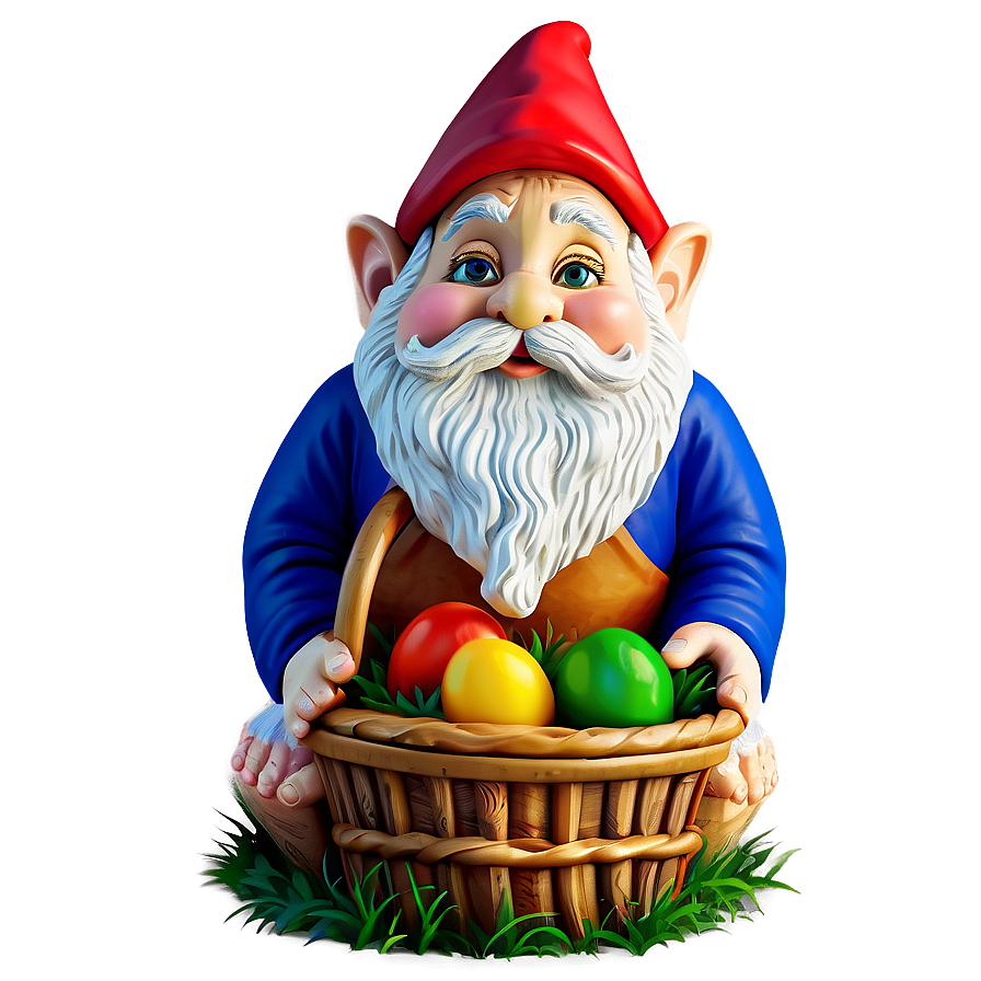 Garden Gnome With Basket Png Bbo22