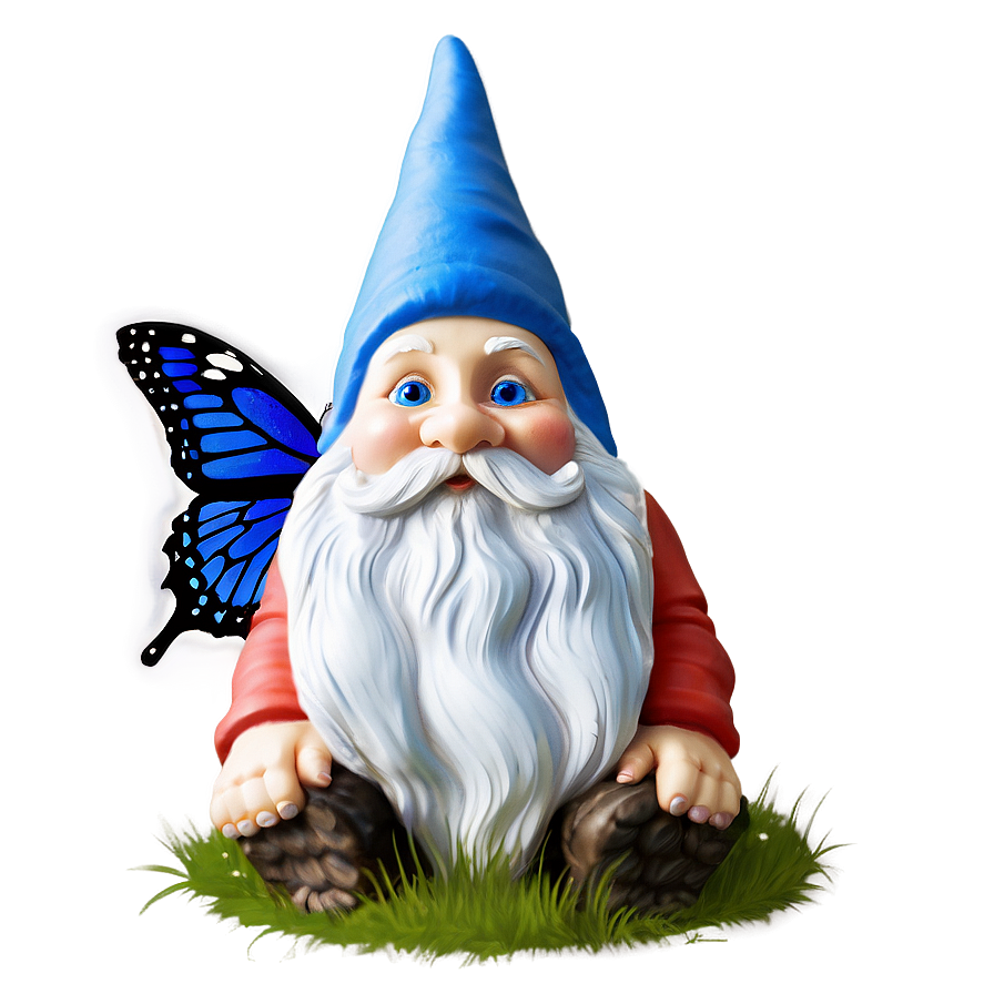 Garden Gnome With Butterfly Png Wse