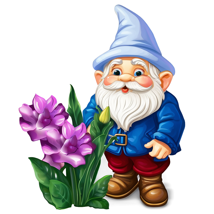 Garden Gnome With Flowers Png 06132024