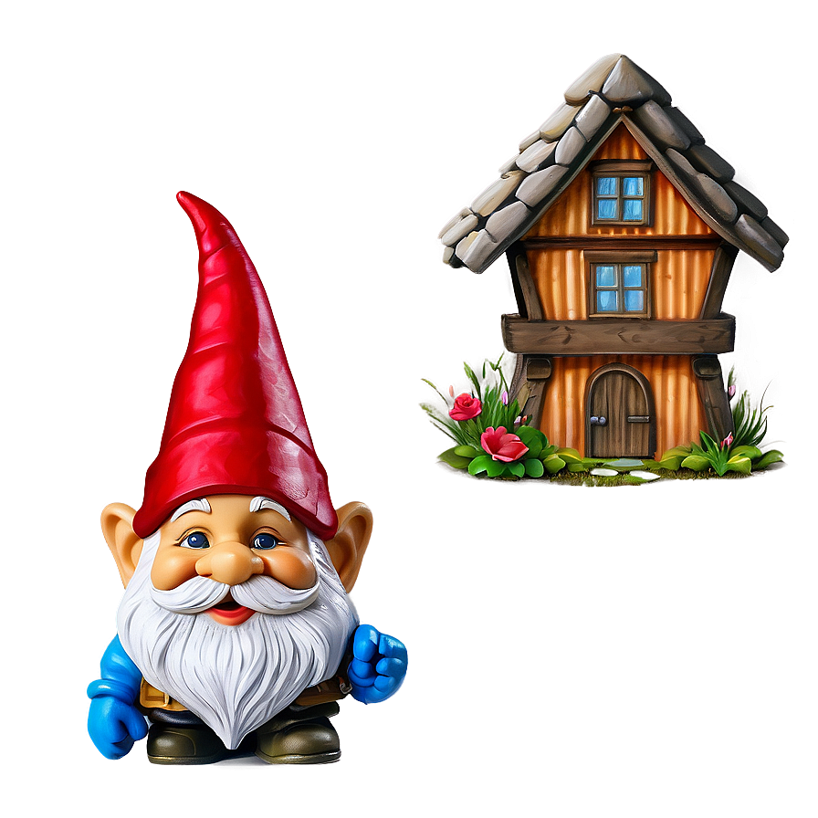 Garden Gnome With Gnome House Png Fno