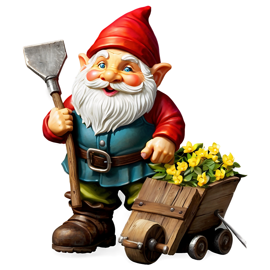 Garden Gnome With Wheelbarrow Png Fcl25