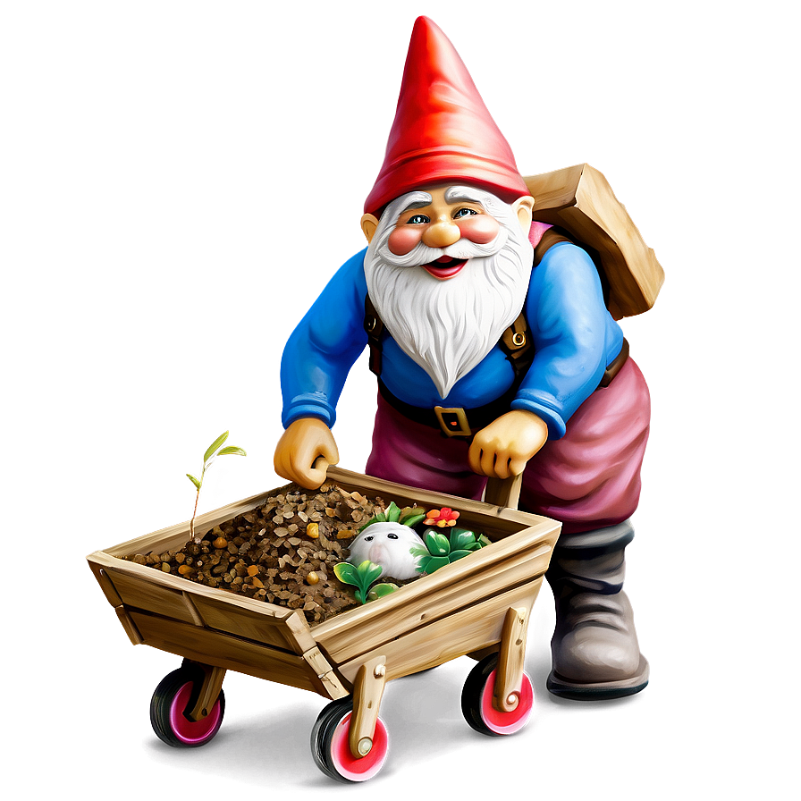 Garden Gnome With Wheelbarrow Png Kgw23