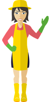 Gardening Animated Character Waving PNG image with a transparent background, free high-resolution download