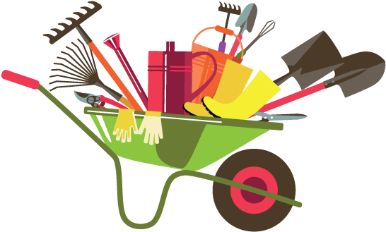 Gardening Tools Wheelbarrow Illustration