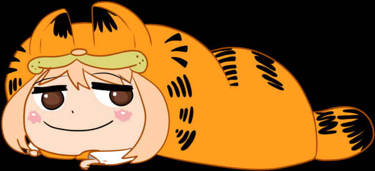 Garfield_ Anime_ Style_ Character PNG with transparent background