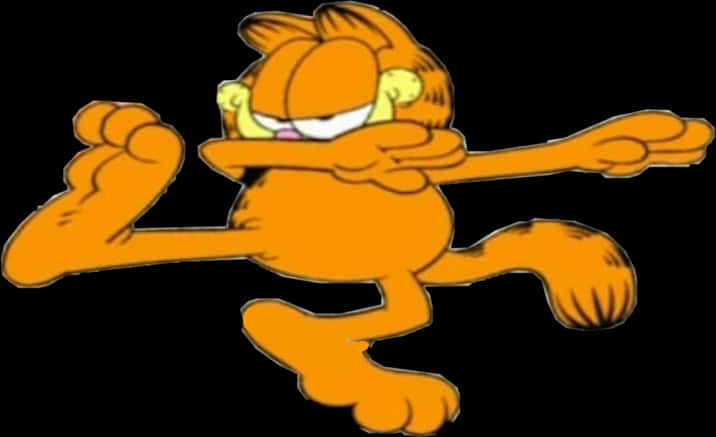 Garfield Dabbing Cartoon PNG with transparent background